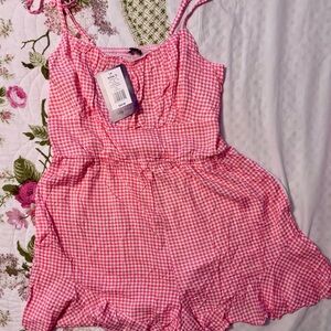 Lily Rose Pink Gingham Tie-Strap Romper